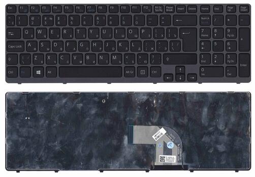 Клавиатура для ноутбука Sony Vaio (SVE15) Black, (Silver Frame) RU