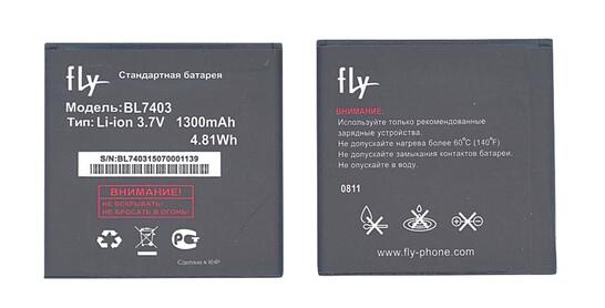 Аккумуляторная батарея для смартфона Fly BL7403 IQ431 Glory 3.7V Black 1300mAh 4.81Wh Аккумуляторная батарея для смартфона Fly BL7403 IQ431 Glory 3.7V Black 1300mAh 4.81Wh