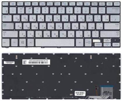 Клавиатура для ноутбука Samsung (740U3E, NP740U3E) с подсветкой (Light), Silver, (No Frame), RU