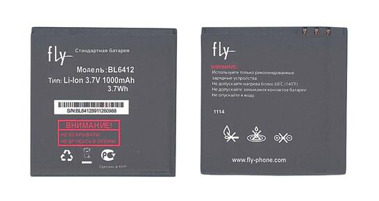 Аккумуляторная батарея для смартфона Fly BL6412 IQ434 Era Nano 5 3.7V Black 1000mAh 3.7Wh