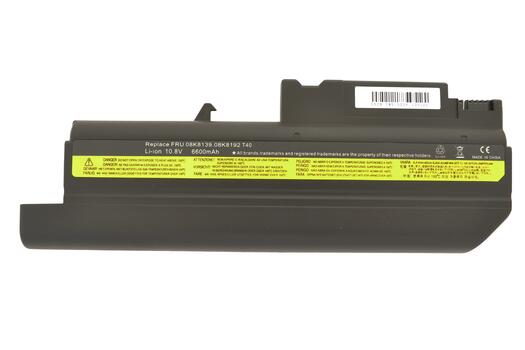 Усиленная аккумуляторная батарея для ноутбука Lenovo-IBM 08K8194 ThinkPad T42 10.8V Black 6600mAh OEM