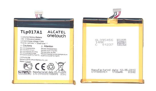 Аккумуляторная батарея для смартфона Alcatel TLp017A1 One Touch Idol mini 3.8V White 1700mAh 6.46Wh Аккумуляторная батарея для смартфона Alcatel TLp017A1 One Touch Idol mini 3.8V White 1700mAh 6.46Wh