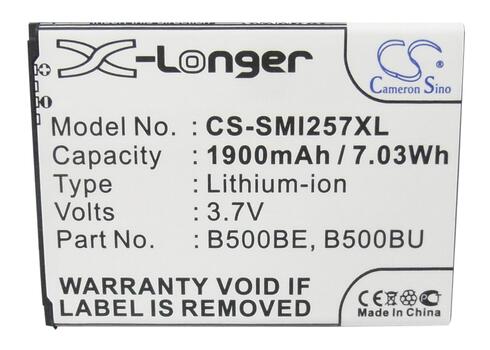 Аккумуляторная батарея для смартфона Samsung CS-SMI257XL Galaxy S4 mini GT-I9190 3.7V Black 1900mAh 7.03Wh - фото 3