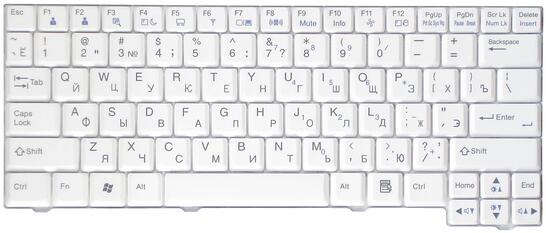 Клавиатура для ноутбука LG (X110, X120) White, RU - фото 2