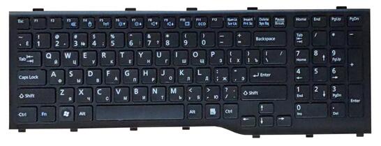 Клавиатура для ноутбука Fujitsu LifeBook (AH532, NH532) Black, (Black Frame), RU (горизонтальный энтер) - фото 7