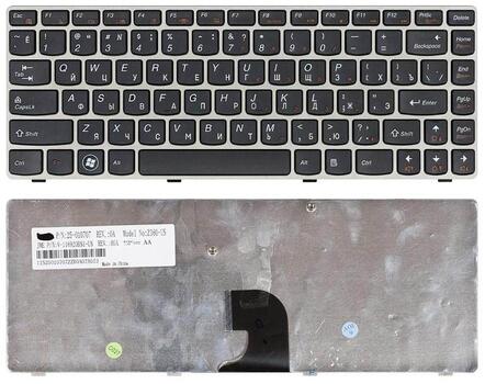 Клавиатура для ноутбука Lenovo IdeaPad (Z360) Black, (Silver Frame), RU Клавиатура для ноутбука Lenovo IdeaPad (Z360) Black, (Silver Frame), RU