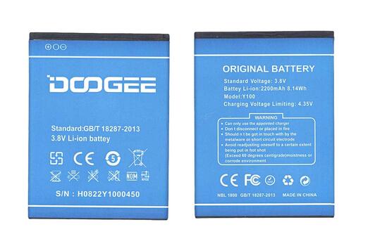 Аккумуляторная батарея для Doogee CS-DGY100SL Y100 Valencia 2, Y100 3.8V Blue 2200mAh 8.14Wh