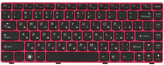 Клавиатура для ноутбука Lenovo IdeaPad (Z470, G470Ah, G470GH, Z370) Black, (Red Frame), RU Клавиатура для ноутбука Lenovo IdeaPad (Z470, G470Ah, G470GH, Z370) Black, (Red Frame), RU - фото 2