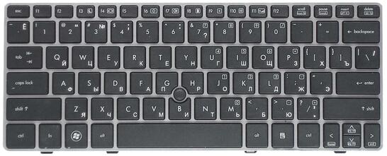 Клавиатура для ноутбука HP Elitebook (2560P) с указателем (Point Stick), Black, (Silver Frame) RU - фото 2