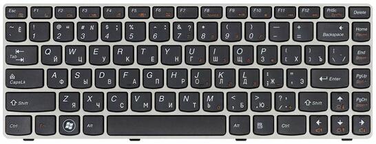Клавиатура для ноутбука Lenovo IdeaPad (Z360) Black, (Silver Frame), RU Клавиатура для ноутбука Lenovo IdeaPad (Z360) Black, (Silver Frame), RU - фото 2