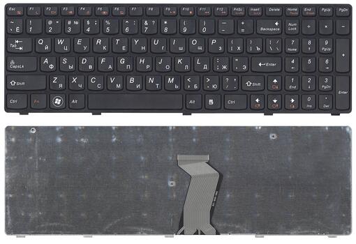 Клавиатура для ноутбука Lenovo IdeaPad G580, G585, Z580, Z585, Z780 Black, (Black Frame), RU