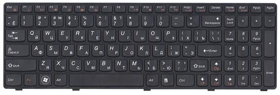 Клавиатура для ноутбука Lenovo IdeaPad G580, G585, Z580, Z585, Z780 Black, (Black Frame), RU - фото 2