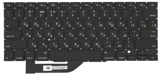 Клавиатура для ноутбука Apple MacBook Pro A1398 (2012, 2013, 2014, 2015 года) с подсветкой (Light) Black, (No Frame), RU (горизонтальный энтер) - фото 2