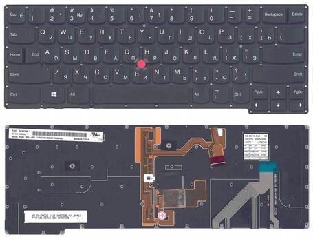 Клавиатура для ноутбука Lenovo ThinkPad carbon Gen 2 2014 (X1) с подсветкой (Light), с указателем (Point Stick) Black, No Frame, RU Клавиатура для ноутбука Lenovo ThinkPad carbon Gen 2 2014 (X1) с подсветкой (Light), с указателем (Point Stick) Black, No Frame, RU