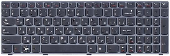 Клавиатура для ноутбука Lenovo IdeaPad (G500, G700), Black, (Gray Frame) RU - фото 2