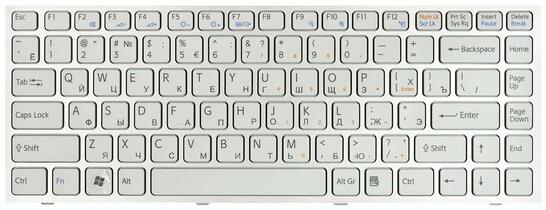 Клавиатура для ноутбука Sony Vaio (VPC-S) White, (Silver Frame) RU - фото 2