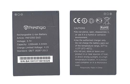 Аккумуляторная батарея для смартфона Prestigio PAP3350 3350 Multiphone 3.7V Black 1200mAh 4.44Wh