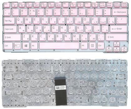 Клавиатура для ноутбука Sony (SVE14A) Pink, с подсветкой (Light), (No Frame) RU