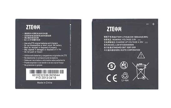 Аккумуляторная батарея для смартфона ZTE Li3818T43P3H605646 N909 3.7V Black 1800mAh 6.8Wh Аккумуляторная батарея для смартфона ZTE Li3818T43P3H605646 N909 3.7V Black 1800mAh 6.8Wh