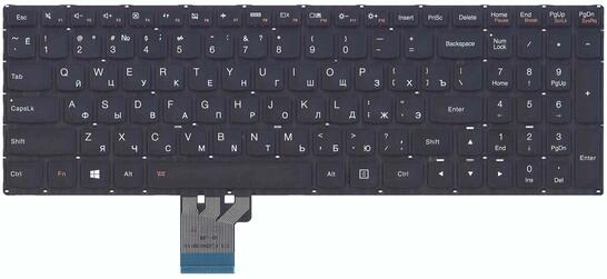 Клавиатура для ноутбука Lenovo IdeaPad (U530) с подсветкой (Light), Black, (No Frame), RU - фото 2
