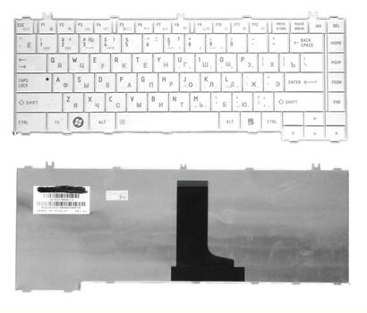 Клавиатура для ноутбука Toshiba Satellite (C600, C640, C645, C645D, L600, L600D, L630, L635, L640, L640D, L645, L645D, L745, L745D, L700, L700D, L700-T23R, L700-C305B, L735)  White, RU/EN