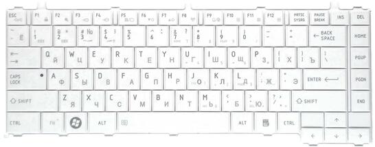 Клавиатура для ноутбука Toshiba Satellite (C600, C640, C645, C645D, L600, L600D, L630, L635, L640, L640D, L645, L645D, L745, L745D, L700, L700D, L700-T23R, L700-C305B, L735)  White, RU/EN - фото 2