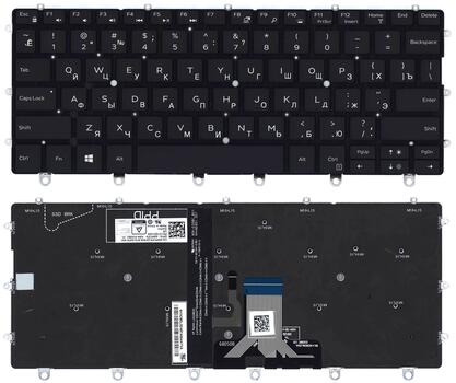 Клавиатура для ноутбука Dell XPS (13 9365) Black с подсветкой (Light), (No Frame) RU