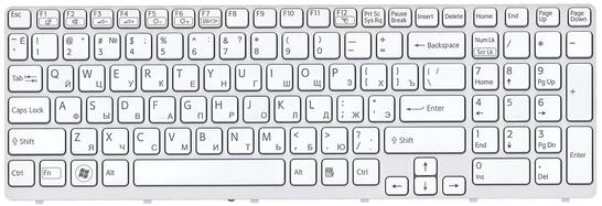 Клавиатура для ноутбука Sony Vaio (SVE15) с подсветкой (Light), White, (White Frame) RU - фото 2