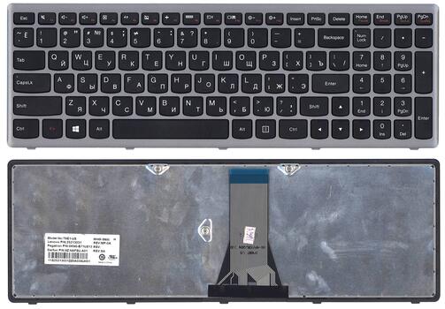 Клавиатура для ноутбука Lenovo IdeaPad (FLex 15) Black, (Gray Frame), RU - фото 6