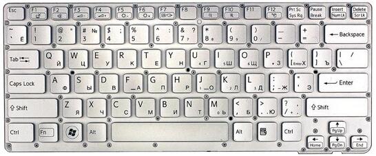 Клавиатура для ноутбука Sony Vaio (VPC-CA, VPCCA, VPC-SA, VPCSA) Silver, (No Frame) RU - фото 2