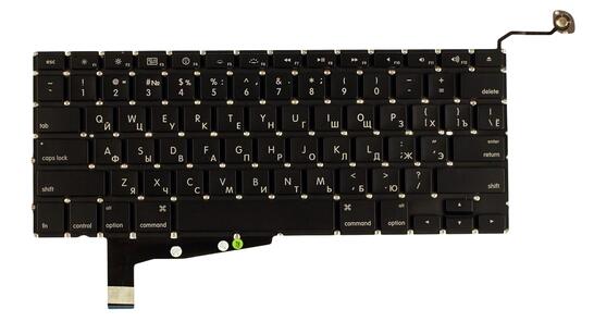 Клавиатура для ноутбука Apple MacBook Pro (A1286) (2011, 2012 года) с подсветкой (Light), Black, (No Frame), без (SD), RU (горизонтальный энтер) Клавиатура для ноутбука Apple MacBook Pro (A1286) (2011, 2012 года) с подсветкой (Light), Black, (No Frame), без (SD), RU (горизонтальный энтер) - фото 2