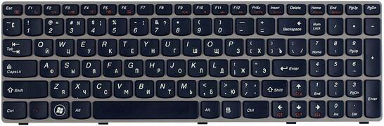Клавиатура для ноутбука Lenovo IdeaPad (Z560, Z565, G570, G770) Black, (Gray Frame), RU - фото 2