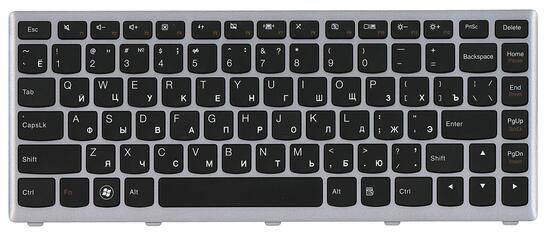 Клавиатура для ноутбука Lenovo IdeaPad (U310) Black, (Silver Frame), RU - фото 2