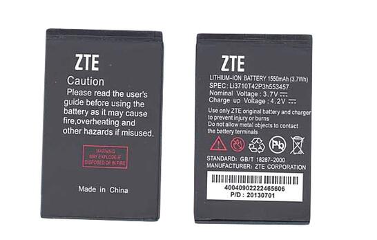 Аккумуляторная батарея для смартфона ZTE Li3710T42P3h553457 D930 Cricket 3.7V Black 1550mAh 3.7Wh Аккумуляторная батарея для смартфона ZTE Li3710T42P3h553457 D930 Cricket 3.7V Black 1550mAh 3.7Wh