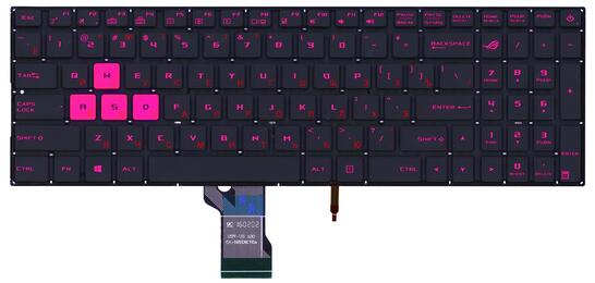 Клавиатура для ноутбука Asus ROG (GL502VM) с подсветкой (Light), Black, (No Frame) RU - фото 2