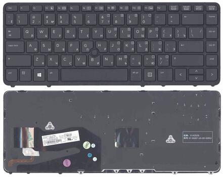 Клавиатура для ноутбука HP EliteBook (840) с подсветкой (Light) Black, с указателем (Point Stick), (Black Frame) RU Клавиатура для ноутбука HP EliteBook (840) с подсветкой (Light) Black, с указателем (Point Stick), (Black Frame) RU