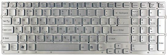 Клавиатура для ноутбука Sony Vaio (VPC-CB17, VPC-CB) Silver, (No Frame) RU - фото 2