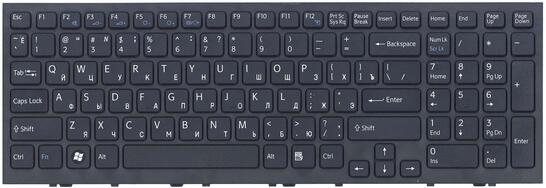 Клавиатура для ноутбука Sony Vaio (VPC-EE, VPCEE) Black, (Black Frame) RU Клавиатура для ноутбука Sony Vaio (VPC-EE, VPCEE) Black, (Black Frame) RU - фото 2