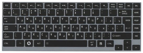 Клавиатура для ноутбука Toshiba Satellite (Z930, U900, U920T, U840, U800) Black, (Gray Frame) RU - фото 2