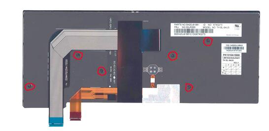 Клавиатура для ноутбука Lenovo Thinkpad T460P с указателем (Point Stick), с подсветкой (Light), длинный шлейф (Long Trail), Black, (No Frame), RU - фото 3
