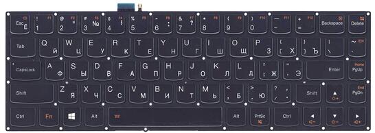 Клавиатура для ноутбука Lenovo IdeaPad (Yoga 3, pro 13) с подсветкой (Light), Black, (No Frame), RU - фото 2