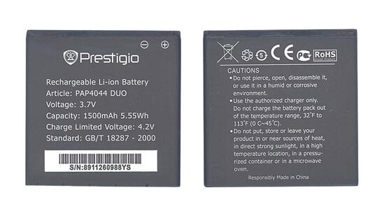 Аккумуляторная батарея для смартфона Prestigio PAP4044 4044 Multiphone 3.7V Black 1500mAh 5.55Wh