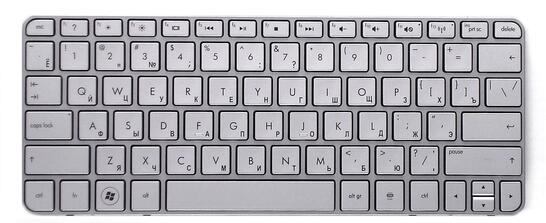 Клавиатура для ноутбука HP Mini (210-2000) Silver, (Silver Frame) RU - фото 2