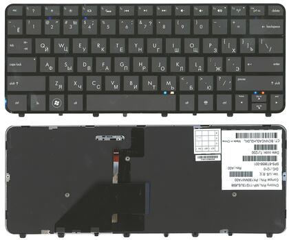 Клавиатура для ноутбука HP Folio (13-1000, 13-2000) с подсветкой (Light), Black, (Black Frame) RU