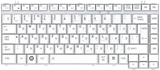 Клавиатура Toshiba Satellite (A200, A205, A300, A305, A400, A405, M200, M205, M300, M305, L200, L300, L305, L300D, L305D, L455, L450, L450D, L455D, Pro M200) SIlver, RU (вертикальный энтер) - фото 2