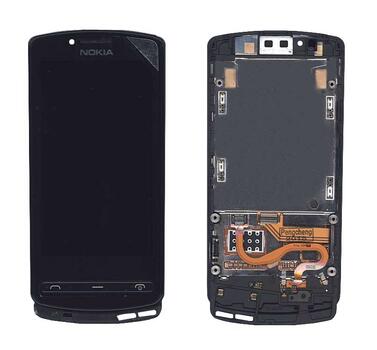 Матрица с тачскрином (модуль) для Nokia Lumia 700 черный с рамкой