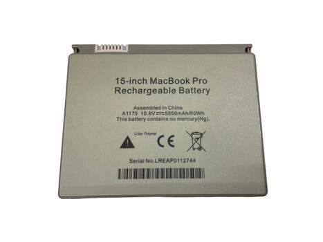 Аккумуляторная батарея для ноутбука Apple A1175 MacBook Pro 15-inch 10.8V Silver 5556mAh OEM