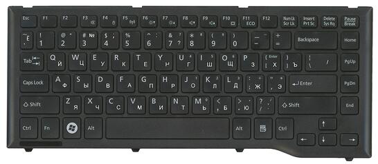 Клавиатура для ноутбука Fujitsu LifeBook (LH532, LH522) Black, (Black Frame) RU - фото 7