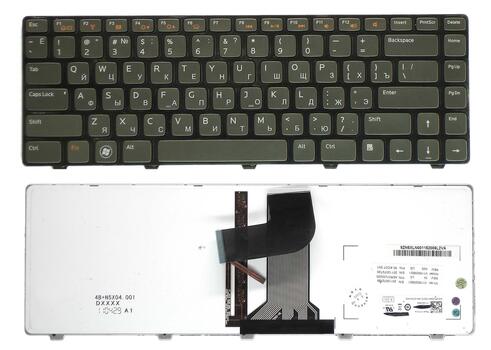 Клавиатура Dell Inspiron (M4040, M4110, M5040, N4050, N4110) Vostro (1540, 3550) с подсветкой (Light), Black, (Black Frame) RU/EN - фото 6