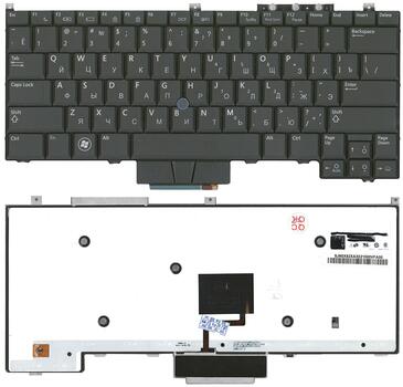 Клавиатура для ноутбука Dell Latitude (E4300) с указателем (Point Stick), с подсветкой (Light), Black, RU